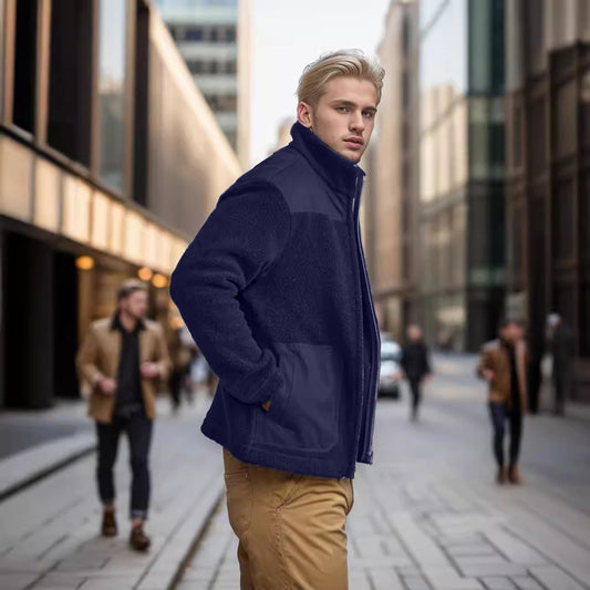 2024 New Polar Fleece Colorblock Stand Collar Jacket