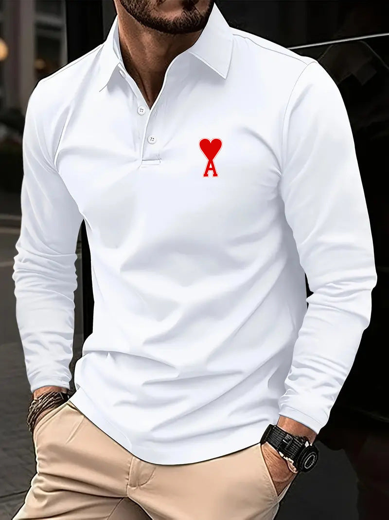 Men's Stylish Printed Lapel Polo Shirt