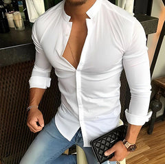 Men's Plus Size Business Casual Fashion Stand Collar Shirt