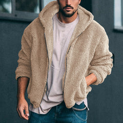 2023 Men's New Double-sided Arctic Velvet Hooded Zipper Jacket