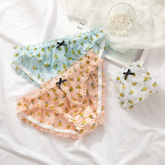 Pineapple Printed Mesh Chiffon Breathable Cute Panties