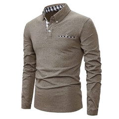Men's Casual Plaid Stitching Fashion POLO Shirt