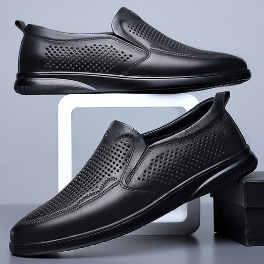 Men's Hollow Soft Sole Lightweight Breathable Leather Shoes