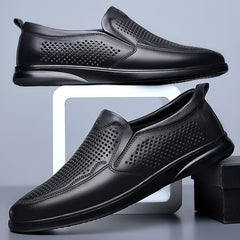 Men's Hollow Soft Sole Lightweight Breathable Leather Shoes