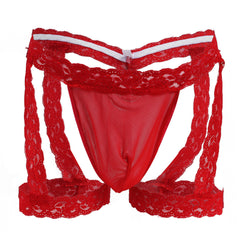 Men's Lace Sexy Suspenders Transparent Thong