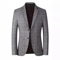 Men's Woolen Plaid Casual Blazer