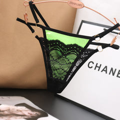 Sexy Satin Lace Low Rise Hollow Thong