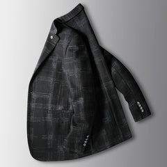 Men's Casual Business Wool Check Print Blazer