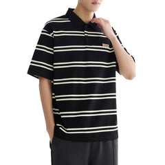 Men's Anti-Wrinkle Memory Foam Striped Polo Shirt