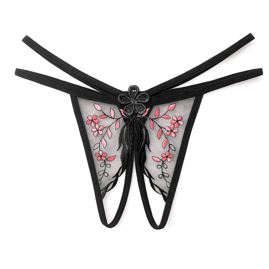 Open Crotch Sexy Hollow Low Waist Thin Strap Thong