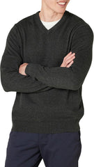 Men's Solid Color V-neck Sweater