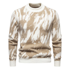 New Men's Retro Printed Casual Crewneck Sweater