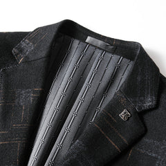 Men's Casual Business Wool Check Print Blazer