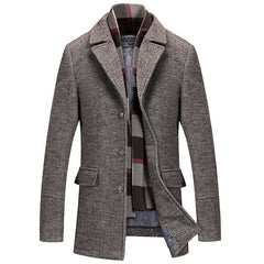 Men's Casual Business Cotton Woolen Coat