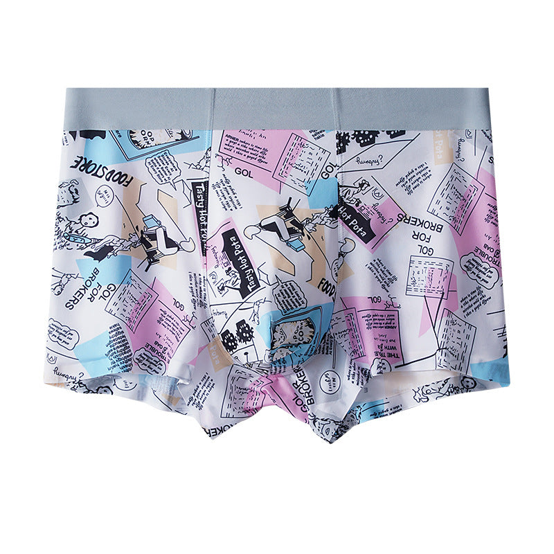 Men's Ice Silk Printed Breathable Antibacterial Boxers