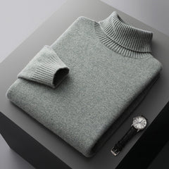 Men's 100% Wool Casual Thick Warm High Collar Sweater