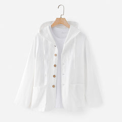 2024 New Casual Linen Loose Breathable Hooded Shirt