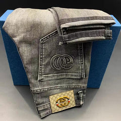 Fashion slim fit printed casual versatile trendy jeans