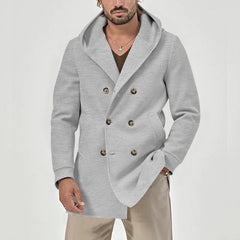 Men's Slim Fit Woolen Windbreaker Hooded Casual Jacket