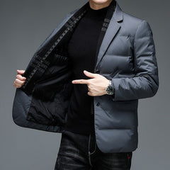 White duck down stylish detachable scarf collar coat