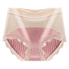 [ 5PCS ] Skin-friendly tummy-controlling buttocks-lifting high-waisted lace-trimmed pure cotton panties