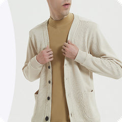 Men's High Quality Pure Cotton V-neck Casual Cardigan