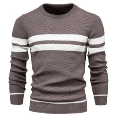 Men's Casual Striped Color Block Crew Neck Sweater