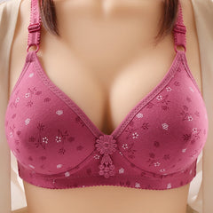 Skin-friendly Cotton Push-up Anti-sagging Printed Comfortable Bra Without Rims