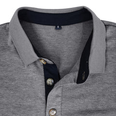 Long-sleeved solid color lapel casual polos