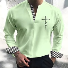2024 Men's New Printed Collarless Casual Shirt