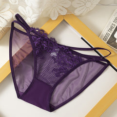 Lace Splicing Mesh Comfortable High Elastic Low Waist Briefs