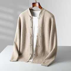 Men's Pure Retro Casual Tang Suit Button Wool Cardigan