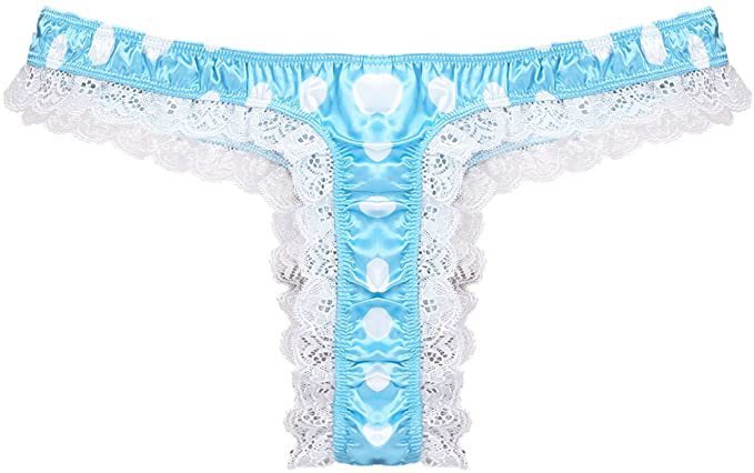 Men's Satin Polka Dot Lace Thong