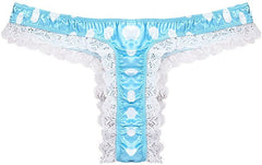 Men's Satin Polka Dot Lace Thong