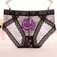 Lace mesh embroidered transparent panties