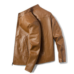 Men's Slim Stand Collar PU Leather Jacket
