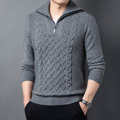 Thick lapel buttonhole thick needle zipper sweater