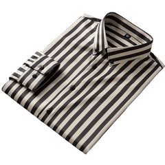 Men's Elastic Anti-wrinkle Casual Striped Long-sleeved Shirt