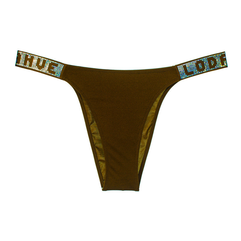 Solid color low waist hip-covering thong