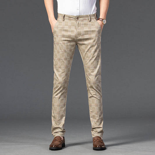 Men's Business Printed Plaid Slim Fit Stretch Casual Pants