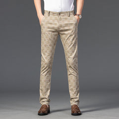Men's Business Printed Plaid Slim Fit Stretch Casual Pants