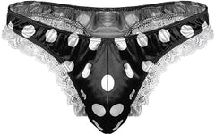 Men's Satin Polka Dot Lace Thong