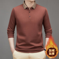 Men's Velvet Thickened Business Lapel POLO Shirt