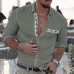 2024 Men's Fashion Printed Long Sleeve Casual Shirt