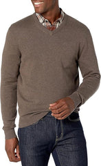 Men's Solid Color V-neck Sweater