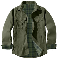 Men's Large Size Lapel Plaid Flannel Casual Jacket
