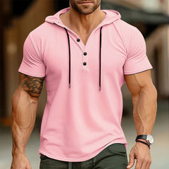 Men's Sports Casual Hooded Short-sleeved Tops