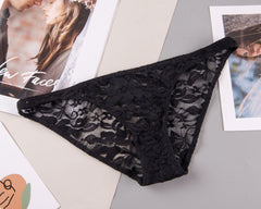 Low Waist Lace Mesh Sexy Transparent Briefs