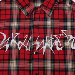 Men's Letter Embroidered Loose and Versatile Plaid Shirt