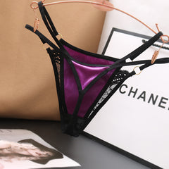 Sexy Satin Lace Low Rise Hollow Thong